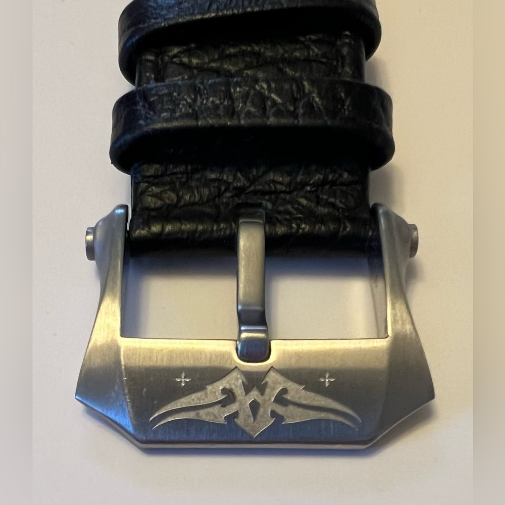 Affliction Avengers Watch Black Leather Studs Strap Winged Skull Tattoo Art Men - Picture 9 of 16